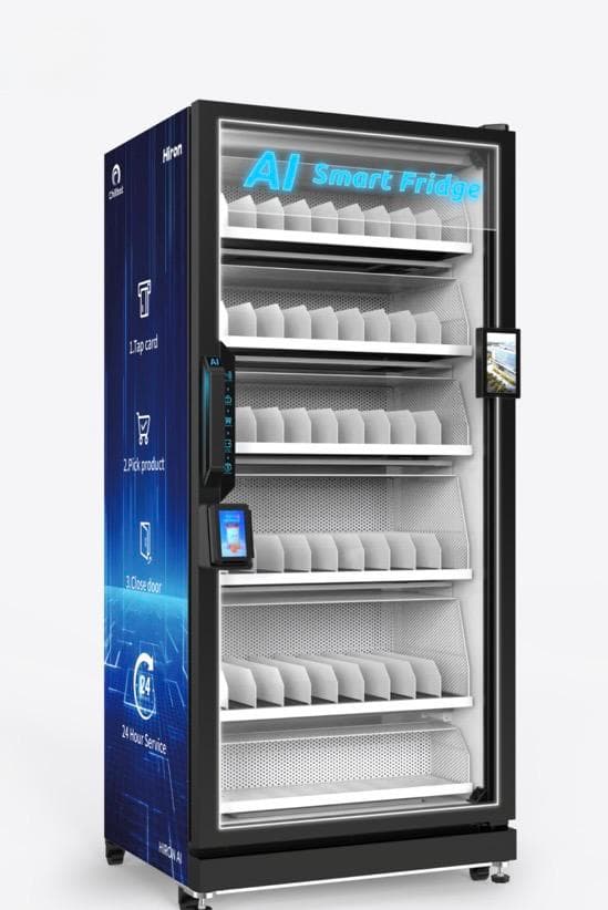 Roma Vending smart fridge vending machine shown at an angle